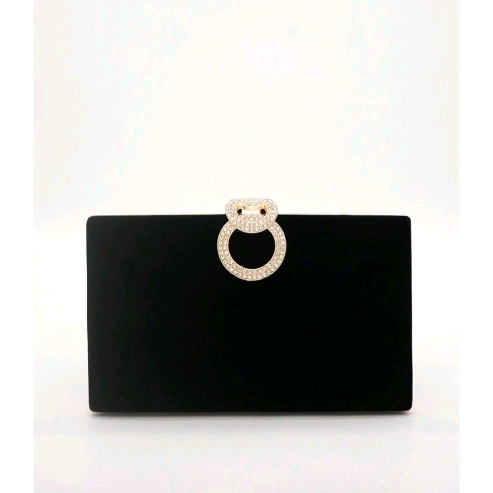 New black Velvet Box-Shaped Party Clutch, Formal Wedding Bag‎ Purse For Woman
